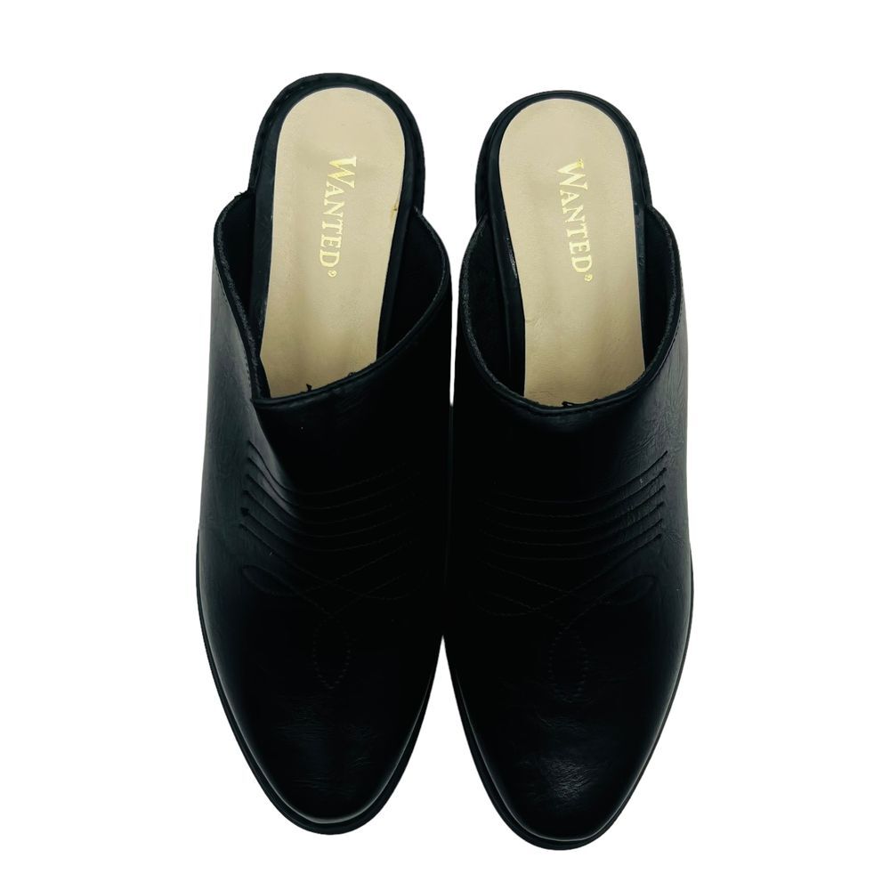 Women's‎ Wanted Black Mules Lila Size 7.5 NWT Box Small Wedge Heel Slip On Shoes